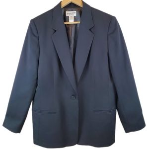 Pendleton Black Virgin Wool Blazer Jacket Size 14 Womens Business Career